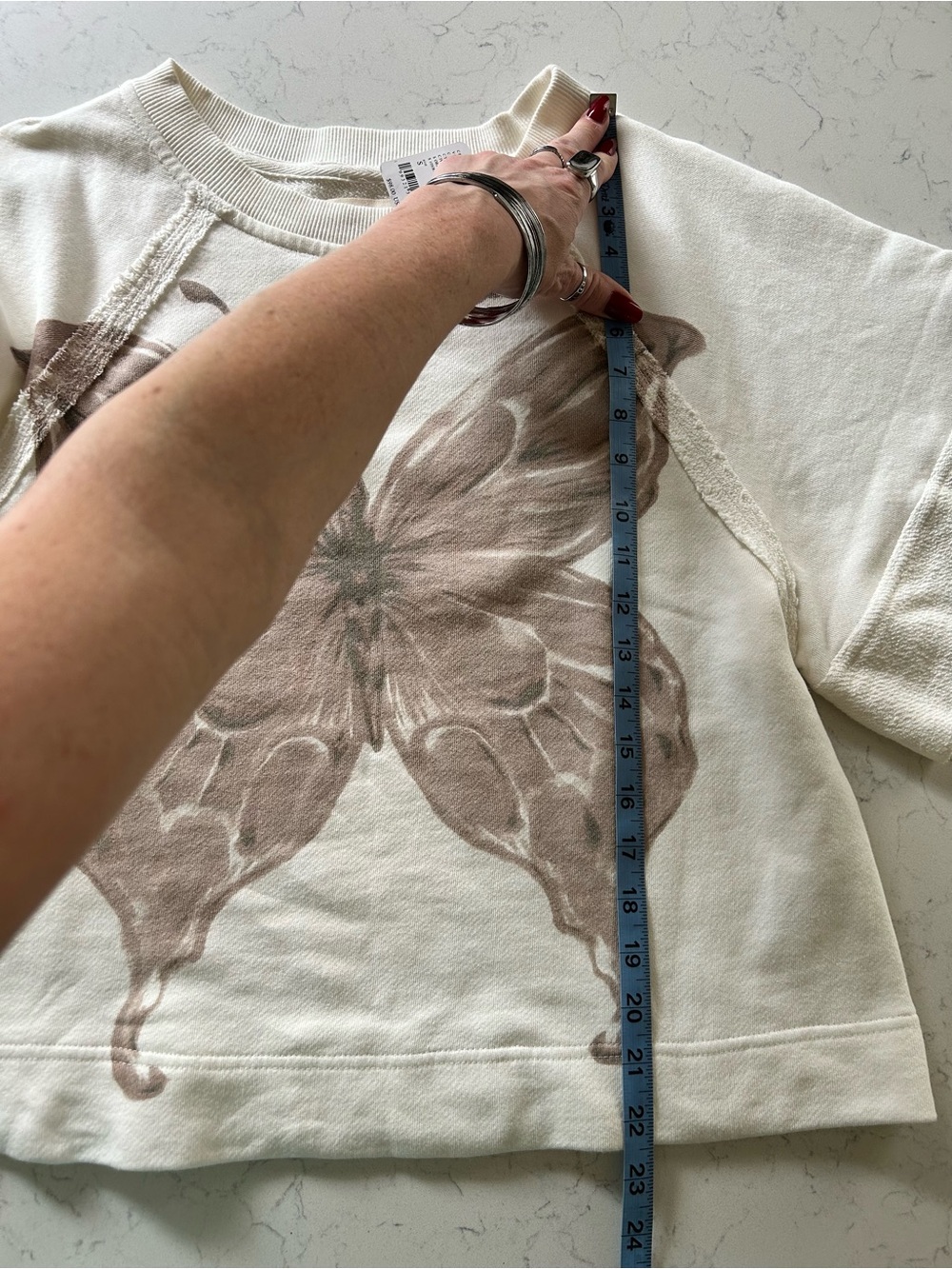 ❌SOLD❌NWT Free People Dahlia Short Sleeve Pullover in Tofu Combo - Picture 15 of 16